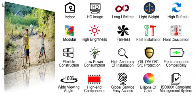 Flexível personalizado exposição conduzido interno da cor completa de HD P3 sobre o brilho 1300 do CD