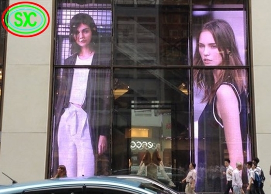 Ultra-leve exterior P3.91-P7.82 500*1000 mm Tamanho do gabinete Parede LED transparente