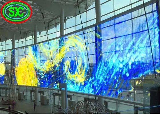 Bom preço Ecrã LED transparente em cores inteiras de alta estabilidade SMD1921 500mm X1000mm on-line
