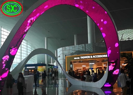 Display LED de cilindro de 360 graus em interiores