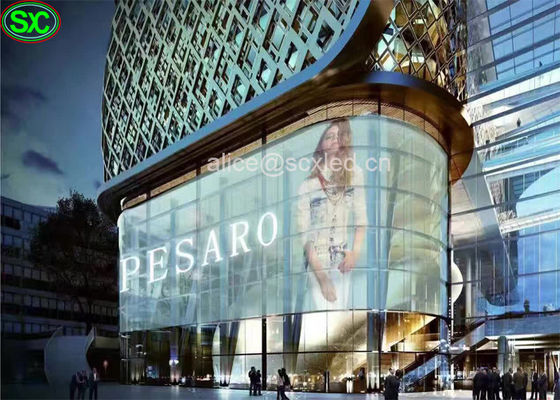 O vidro P10.42 transparente conduziu a tela para a janela com sistema de WIFI, poder 800w