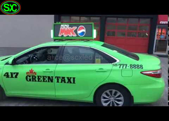 O vídeo IP65 de HD waterproof a exposição conduzida telhado do sinal do carro, dobro conduzido do sinal tomou partido