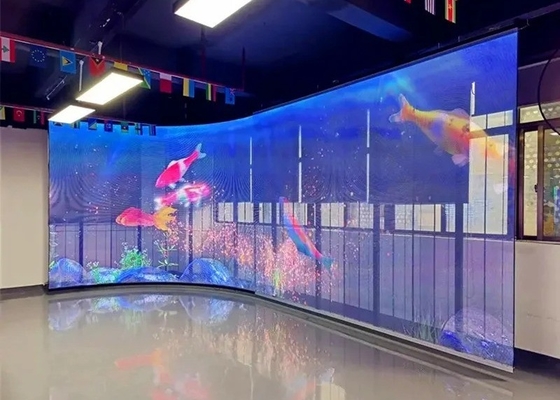 Ecrã LED transparente de interior altamente estável com design de painel ultra fino resistente às intempéries