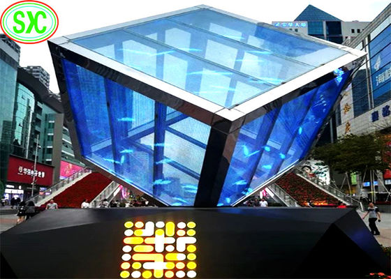 Bom preço Cor completa da exibição de vídeo transparente do diodo emissor de luz P7.8125 milímetro para a propaganda exterior on-line