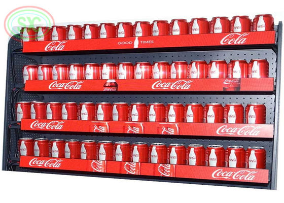 Novo item Pequeno pixel Pitch COB Ecrã de prateleira P1.87 Usado em supermercados / clubes / lojas de prateleiras interiores Strip LED Sig