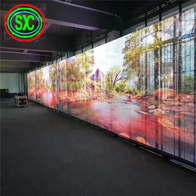 6.2kg Peso do gabinete Ecrã LED transparente com SMD2121 Tipo e método de condução LED