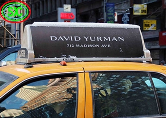 Exterior Full Color P5 LED Display Roof Car Advertising Signs Double Side Taxi Top