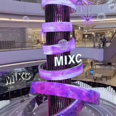 Exterior 360° cilindro LED Display Coluna Curva ecrã de publicidade cartaz