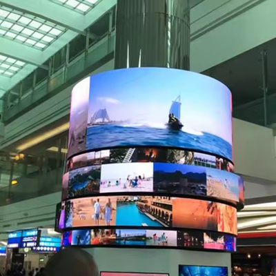 Exterior 360° cilindro LED Display Coluna Curva ecrã de publicidade cartaz