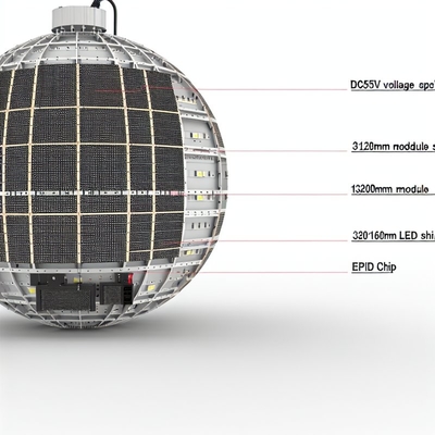 Tela LED Esférica de Tensão DC5V com Tamanho de Módulo de 320*160mm e Chip LED Epistar