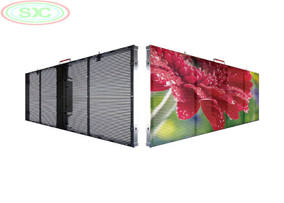 Ecrã de publicidade de LED GOB transparente com alimentação elétrica dupla e acesso de manutenção traseira para confiabilidade