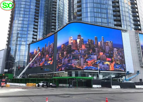 Bom preço Tela curvada parede conduzida P10 da construção da exposição da cor IP65 completa arrendamento exterior impermeável on-line