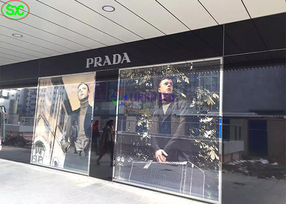 Painel LED transparente de alto brilho, sinalização a cores SMD2121 LED display transparente