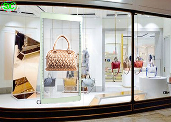 Painel LED transparente de alto brilho, sinalização a cores SMD2121 LED display transparente