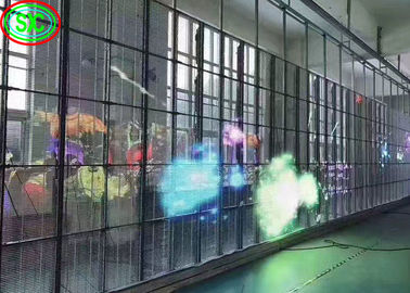 Ecrã LED transparente P3.91 para interior Janela de vidro Armário de alumínio Ecrã transparente LED