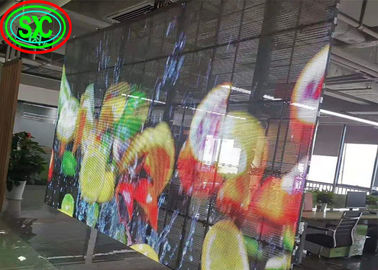 Ecrã LED transparente P3.9-7.8 Full Color SMD Curved Led Video Wall Glass para vitrine