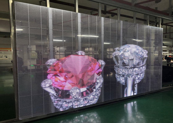 SMD P3.91 1000*500mm Ecrã LED transparente montado numa janela de vidro para lojas