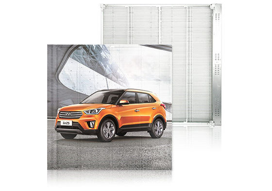 Ecrã LED transparente de malha de vidro comercial P3.91-7.82 Cor completa