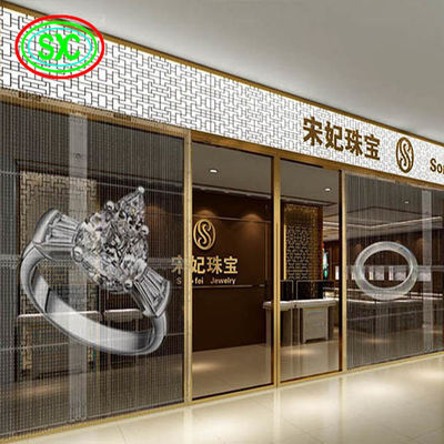 Parede de vídeo LED transparente P3.91 Indoor Led Mesh Curtain Signage Displays Led Screen