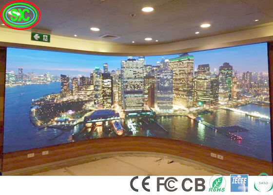 O diodo emissor de luz interno da fase da curva P3.91 seleciona a conexão sem emenda na exposição de diodo emissor de luz video pronta para enviar