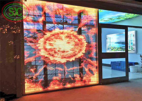 Estrutura de alumínio de peso leve SMD1921 Ecrã LED transparente Ecrã de cortina LED transparente