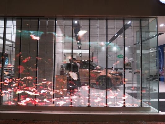 Material de plástico Ultra-fina tela LED de cores completas Parede de vídeo transparente Equipada com lâmpada LED SMD2121