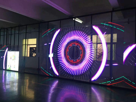 Material de plástico Ultra-fina tela LED de cores completas Parede de vídeo transparente Equipada com lâmpada LED SMD2121