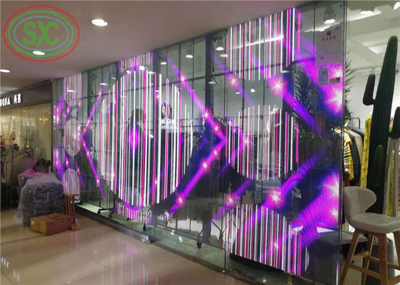 Exibição LED transparente de energia verde G3.91-7.82 1000*500mm para exibição de cortinas