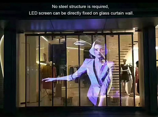Ecrã LED transparente de vídeo P7.8-7.8 exterior, brilho 4500Cd 4G, WI-FI ecrã LED exterior
