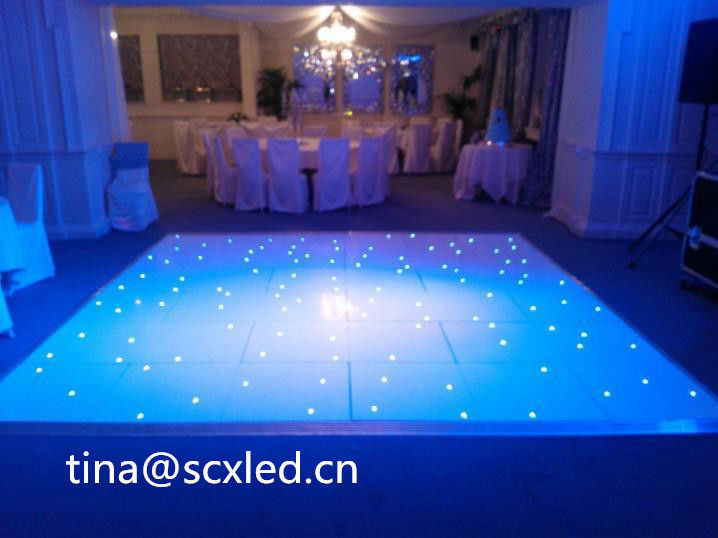 Indoor SMD3535 Sound Active Dj Led Disco Dance Floor Panéis de feixe branco quente