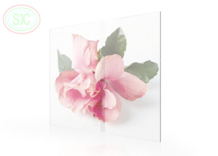 Ecrã LED transparente de malha de vidro comercial para interiores P3.91-7.82 Cor completa