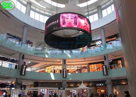 Bom preço Alamedas flexíveis de pouco peso de 1R1G1B P5 que penduram a tela de exposição do diodo emissor de luz on-line