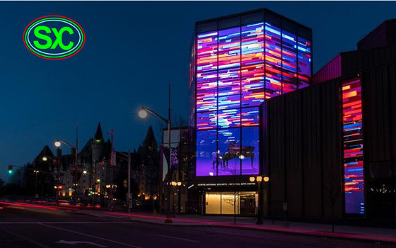Bom preço Ecrã LED transparente P10.41 Full Color para fachada de vidro do shopping mall On-line