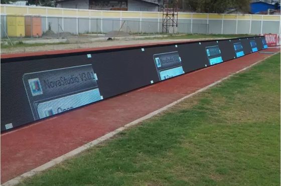 Bom preço Grandes seixos impermeáveis exteriores de alta qualidade do diodo emissor de luz do placar do perímetro da bandeira da propaganda do estádio P6 P8 P10 do campo de futebol on-line