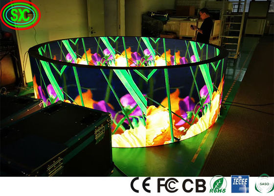 Bom preço Armário de ferro 1R1G1B P4 Círculo Flexível Led Screen SMD2121 tela de exibição LED a cores inteiras tela LED a cores inteiras on-line