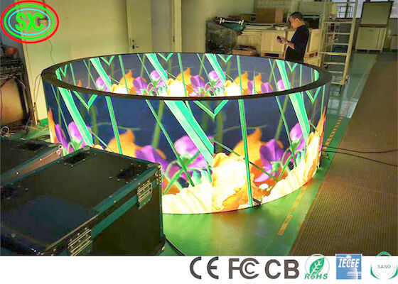 Armário de ferro 1R1G1B P4 Círculo Flexível Led Screen SMD2121 tela de exibição LED a cores inteiras tela LED a cores inteiras